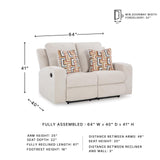 Signature Design by Ashley Danum Modern Tufted Manual Reclining Loveseat with 2 Accent Pillows, Beige Signature Design by Ashley