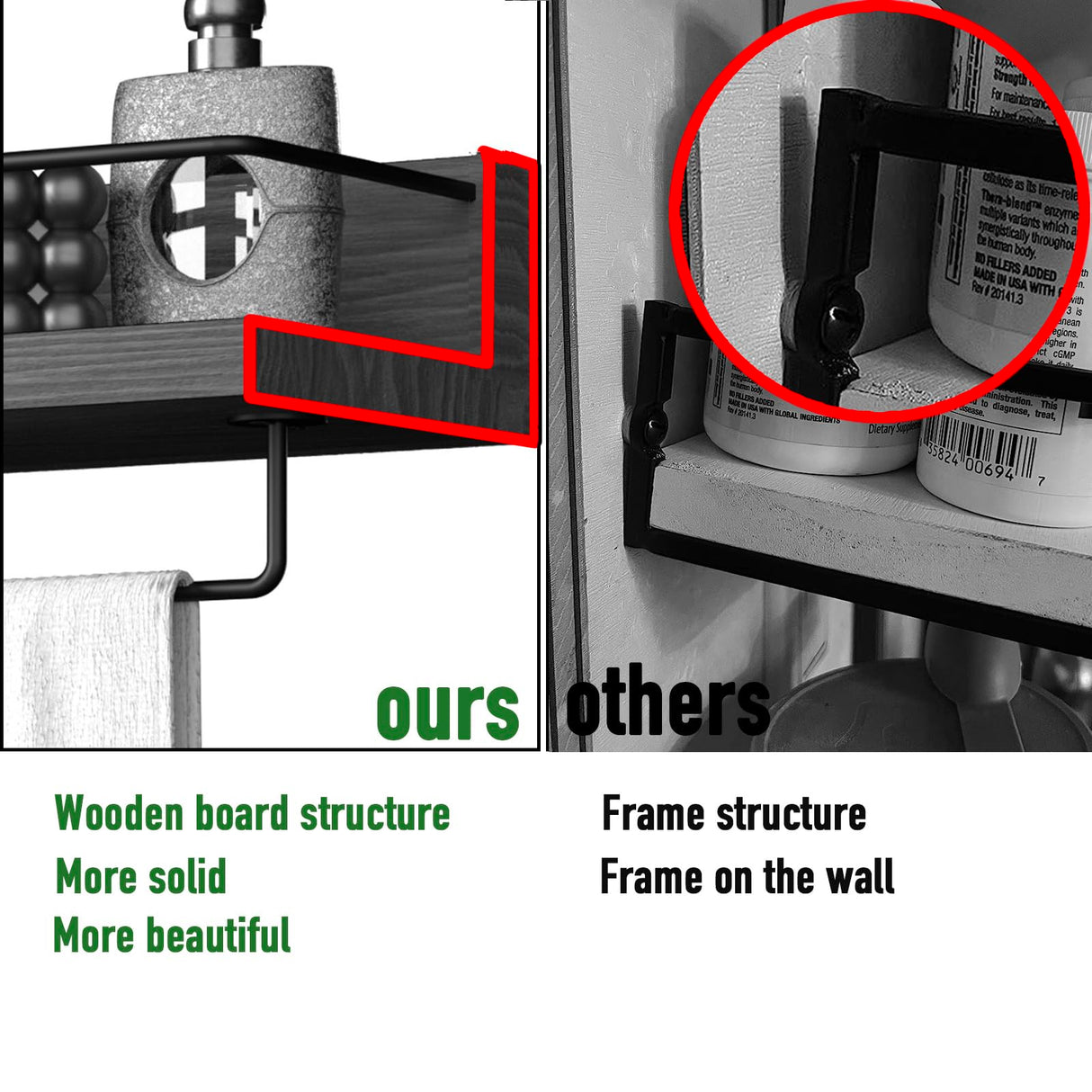 PopiShelves Bathroom Shelves Over Toilet for Wall, Floating Shelves with Storage Basket Paper Holer for Kitchen Living Room, Bedroom & Classroom, Set of 3 (Black) PopiShelves