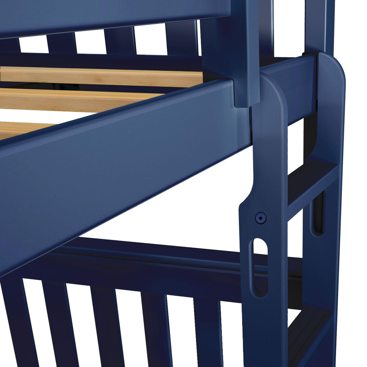 Max & Lily Bunk Bed Twin over Twin, Solid Wood Bunk Bed Frame with Ladder for Kids, 14" Safety Guardrails, Easy Assembly, No Box Spring Needed, Blue Max & Lily