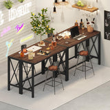 Rustic Oak BON AUGURE 55" Counter Height Bar Table - Tall Pub Console for Dining and Living Spaces BON AUGURE