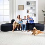 GNIXUU 130.5" Oversized Curved Sectional Sofa for Living Room, Modern Luxury TerryCloth Boneless 4 Seater Cloud Couch with Half Moon Design & 3 Pillows, Modular Memory Foam Couches, No Assembly, Black GNIXUU