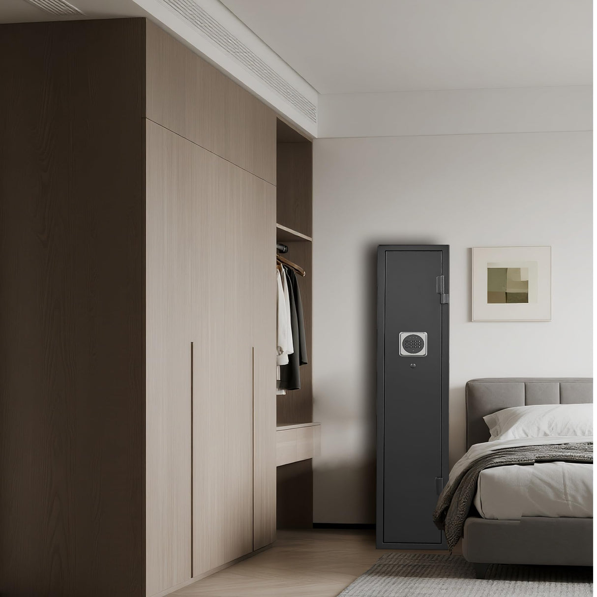 HEANVO 2-4 Gun Safe, Gun Safe for Rifles and Pistols, Shotgun Rifle Safe,No Assembly Gun Cabinet for Shotguns, Quick Access Rifle Safe, Gun Locker with Dual Alarm & Mute Mode Switching HEANVO