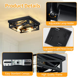 ZHU YAN Farmhouse Ceiling Light Fixture, 2 Pack Square Black Metal Cage Ceiling Lamp for Kitchen Entryway Hallway (4-Light) ZHU YAN