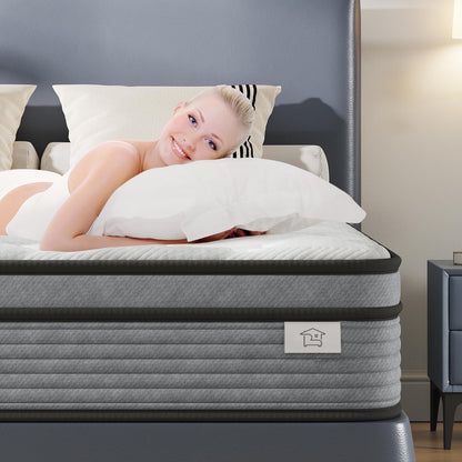 Yaak Twin Mattress 10 Inch, Hybrid Single Mattress in a Box, Individual Pocket Spring Twin Bed Mattress with Breathable Memory Foam, Pressure Relief, Medium Firm Twin Size Mattress 75"x39"x10"