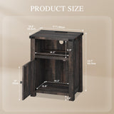 YITAHOME Farmhouse Nightstand with Charging Station & LED Lights, Living Room End Table, Small Bedside Tables Side Tables Bedroom, Rustic Wood Night Stand, Brown Oak YITAHOME