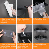 DUFU Adhesive Corner Shower Caddy with Hooks,Bathroom Shower Organizer, No Drilling Rust Proof Aluminum Shower Shelf for Inside Shower 2 Pack (Black) DUFU