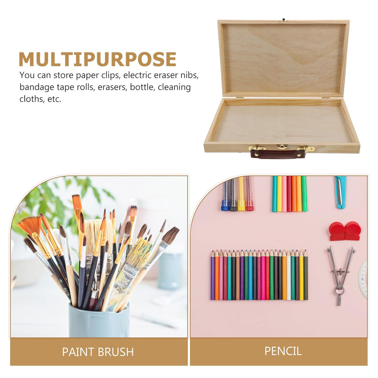 FAVOMOTO Painting Storage Box, Portable Unfinished Wood Box Artist Tool Art Supply Box Art Pigment Wooden Storage Box for Paint Organizer Art Supply Organizer FAVOMOTO