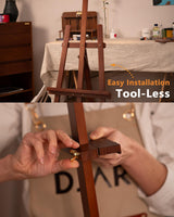 DJAR Wooden Art Easel for Painting,Adjustable Pine Wood Floor Easels for Adults Artist Beginners,Hold Canvas up to 39'',Tool-Less Installation Easel,Walnut DJAR