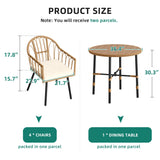 YITAHOME 5-Piece Dining Table Set with 4 Chairs, Kitchen Table & Chairs Set for 4, Boho Dining Room Table Set with Soft Cushion Chairs and 4 Holders, Ideal for Kitchen and Dining YITAHOME