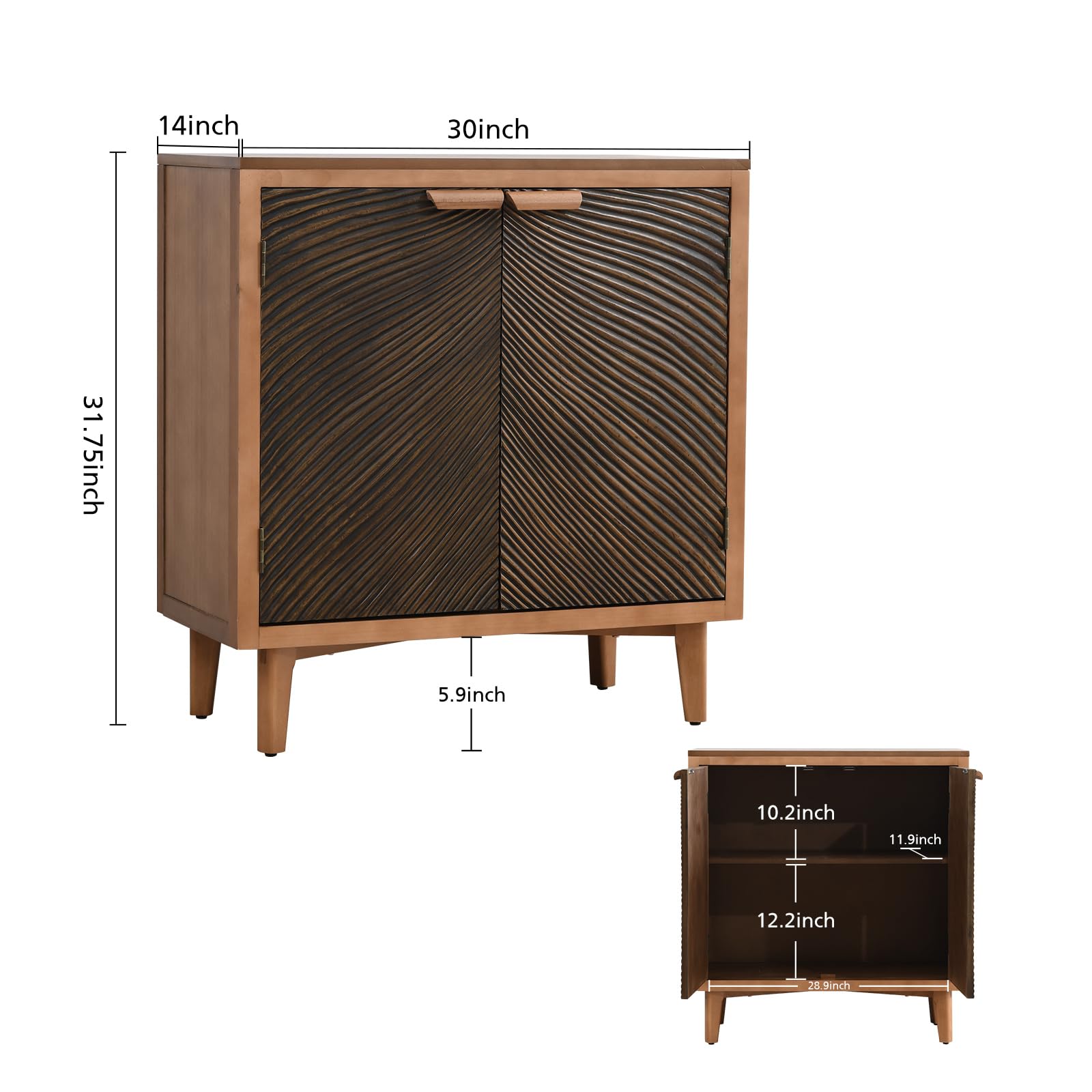 Ahokua Modern Brown Sideboard Buffet Cabinet with Fluted Doors and Ample Storage - WoodArtSupply