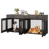 71'' Large Dog Crate for 2 Dogs, Dog Crate Furniture with 3 Drawers, Dog Kennel Furniture, Heavy Duty Dog Cage and TV Stand, Perfect for Medium Large Dogs, Walnut GarveeLife