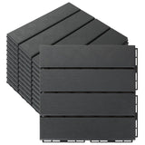 SHUESS 9 PCS Interlocking Deck Tiles 12”x 12” Patio Deck Tiles Plastic Waterproof Outdoor Flooring Covering for Walkway Front Porch Poolside Balcony Backyard, Black (All Weather Use) SHUESS