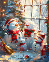 Snowman Christmas Paint by Number, Tree Paint by Number Christmas for Adults, Snow Window Scene Paint by Numbers Kit for Adults, Home Wall Decor 16x20 Inch, Unframed WUIVCTR