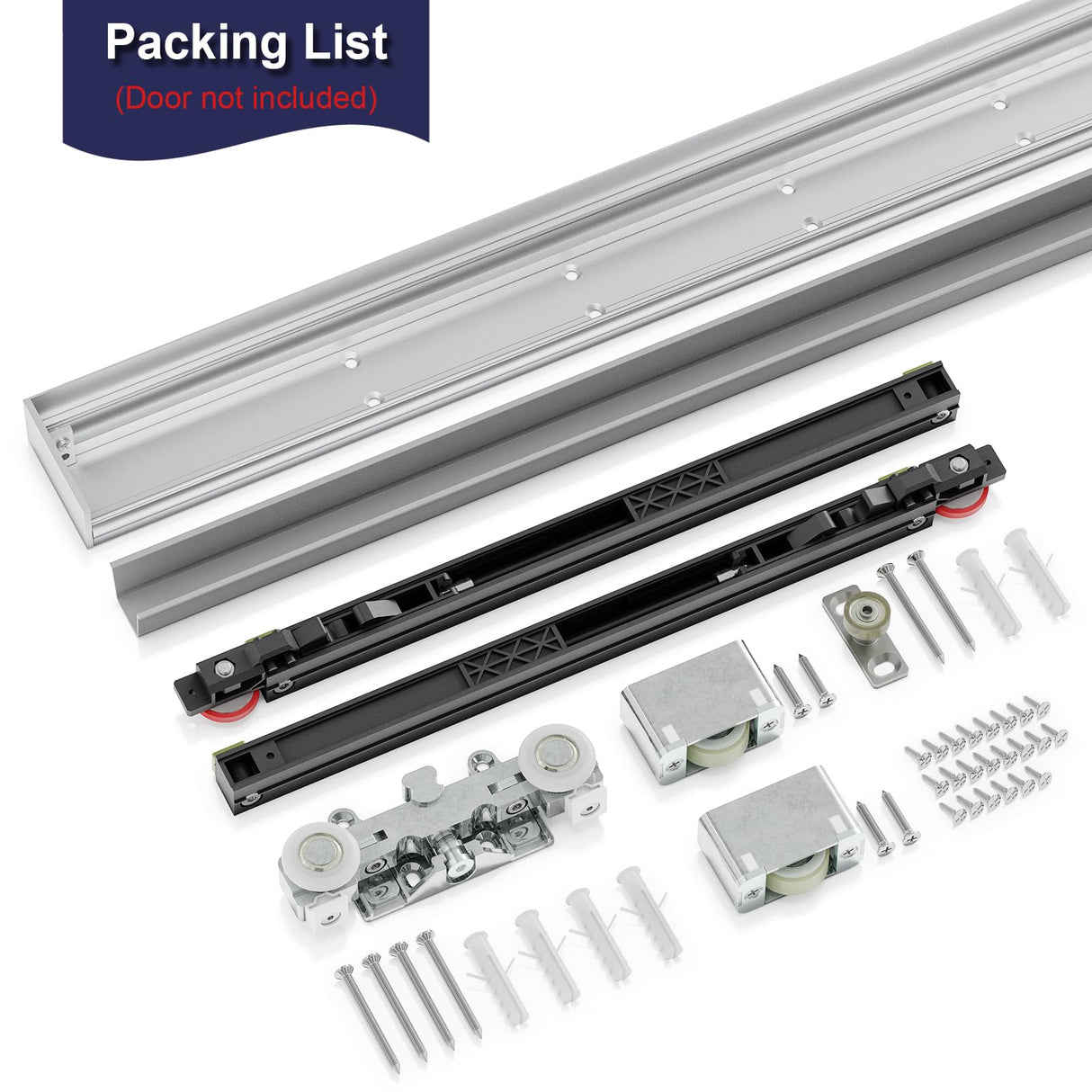 SMARTSTANDARD 40" Concealed Sliding Barn Door Hardware Kit with Soft Close Mechanisn, Wall Mount Concealed System, Aluminum (Door Not Included) SMARTSTANDARD