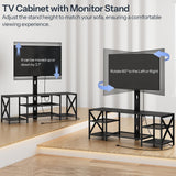 HOOBRO TV Stand with Mount and Power Outlet, LED Entertainment Center with Swivel TV Mount for 32/45/55/60/65/70/75 inch TVs, TV Cabinet with 3-Tier Storage, for Living Room, Bedroom, Black BB46UDDS01 HOOBRO