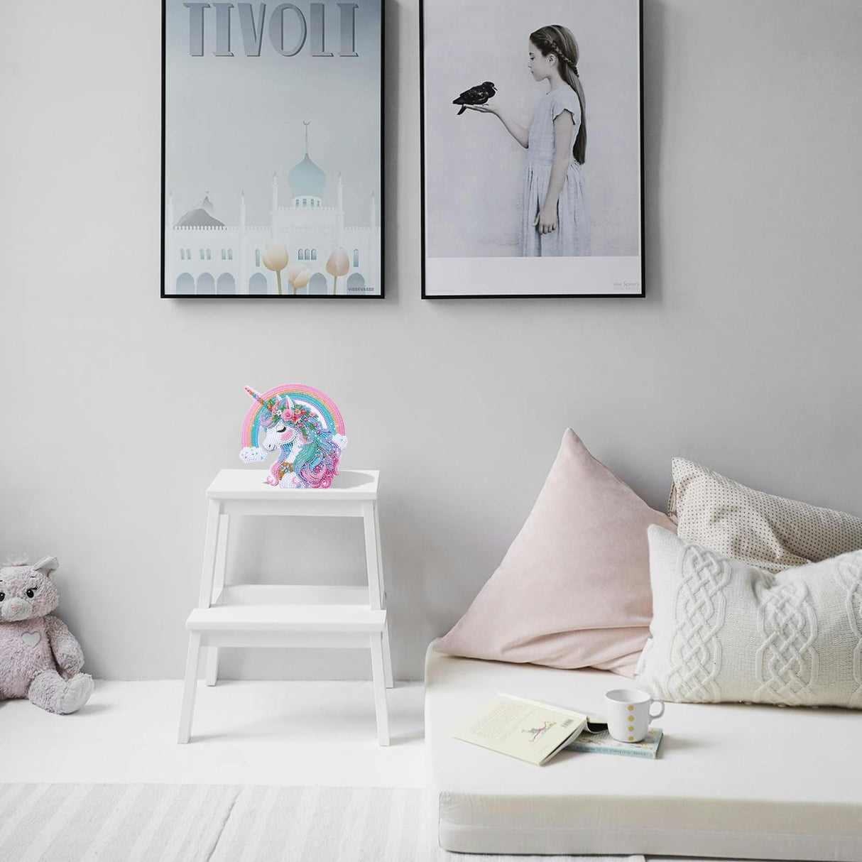 Tabletop Diamond Painting Ornaments Kits, Special Shaped Rhinestone Statues Desk Placement Ornament , 5D Rainbow Unicorn Diamond Art Figurines Sculpture Ornaments Crafts Kits for Adults Beginners Baipisan