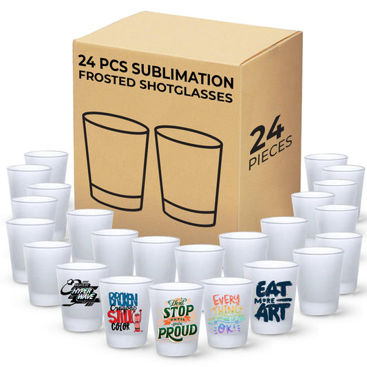 Your Dream Party Shop Sublimation Shot Glasses 24 Pcs, 1.5 oz Each, Sublimation Shot Glass Blanks, Shot Glass, Blank Shot Glasses, Glass Sublimation Blanks, Long Shot Glasses, White Shot Glasses