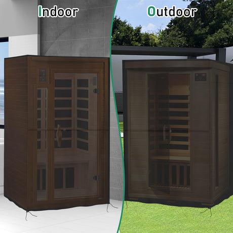 Safipotts Outdoor Sauna Cover, Heavy Duty Waterproof Sauna Cover for HEATWAVE Radiant Wood Infrared Home Sauna,(Black, only cover) (48.8"x42.5"x74.8") Safipotts