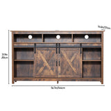 jiteentarou Farmhouse Coffee Bar Cabinet with Power Outlet, Rustic Sideboard Buffet Storage Cabinet with Storage, Wood Buffet Cabinet Serving Table Cupboard for Dining Room, Living Room, Rustic Brown jiteentarou