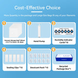 3D Printer Filament Storage Vacuum Bags Kit-Reusable Bag ×10 Pack 35 * 40cm with 10 Desiccants /10 Humidity Card /10 Clips/1 Hand Pump,DustProof and Humidity Resistant for Keep Filament Clean & Dry FugaCity