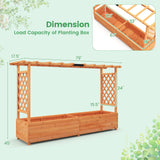 Giantex Raised Garden Bed with 2-Sided Trellis & Hanging Roof, Fir Wood Planter Box w/Drainage Holes, Bottom Gaps, Freestanding Garden Planter for Flowers Herbs Climbing Vines (79" x 17.5" x 45") Giantex