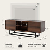 HAIOOU TV Stand for 50 55 Inch TV, Modern TV Console Small Entertainment Center with Sturdy Metal Base, Push-to-Open Doors and Soft-Close Hinges for Living Room, Bedroom - Walnut Brown HAIOOU