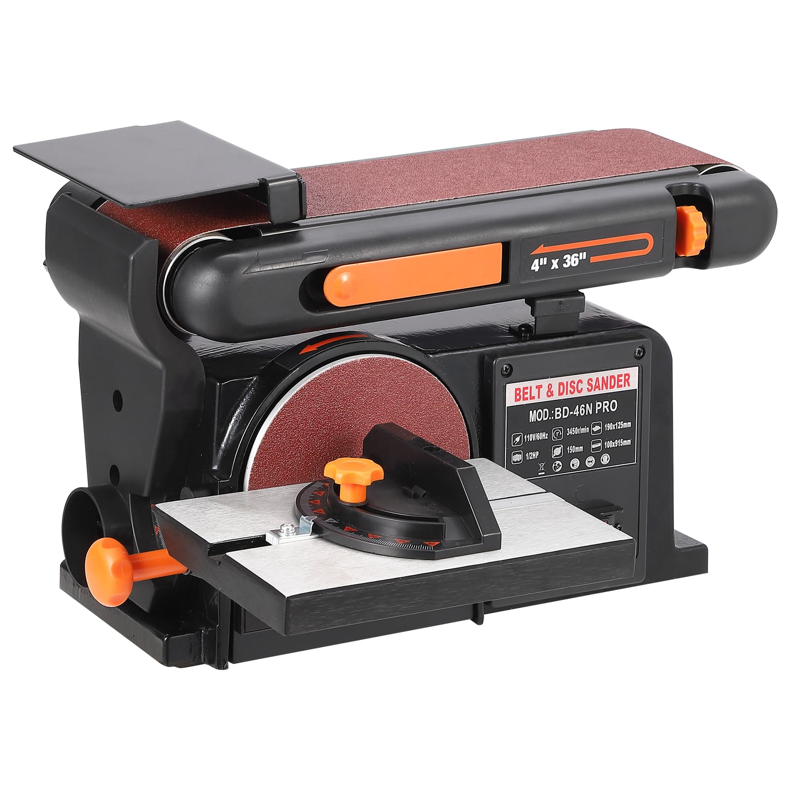 EliteEdge EliteEdge Benchtop Belt and Disc Sander - 1/2HP Motor, 4" x 36" Belt, 6" Disc, Sturdy Cast Iron Base, Powerful Woodworking Sander with Benchtop Mount - WoodArtSupply