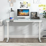 Giantex Glass Standing Desk with Drawer, 48" x 24" Height Adjustable Electric Stand Up Desk with Tempered Glass Top, 2 Memory Positions & USB Type-C Outlets, Sit Stand Desk for Home Office, White Giantex