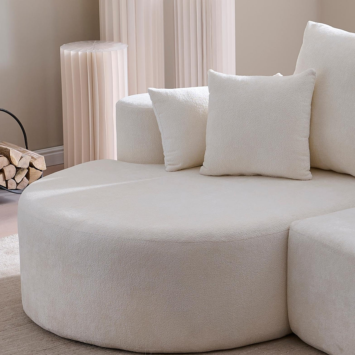 Merax 106" Fabric Cloud Curved Sofa 2 Piece Sectional Sofa with Chaise and 7 Pillows for Living Room Apartment Bedroom, Full-Compressed No Assembly Required (Snow White) Merax