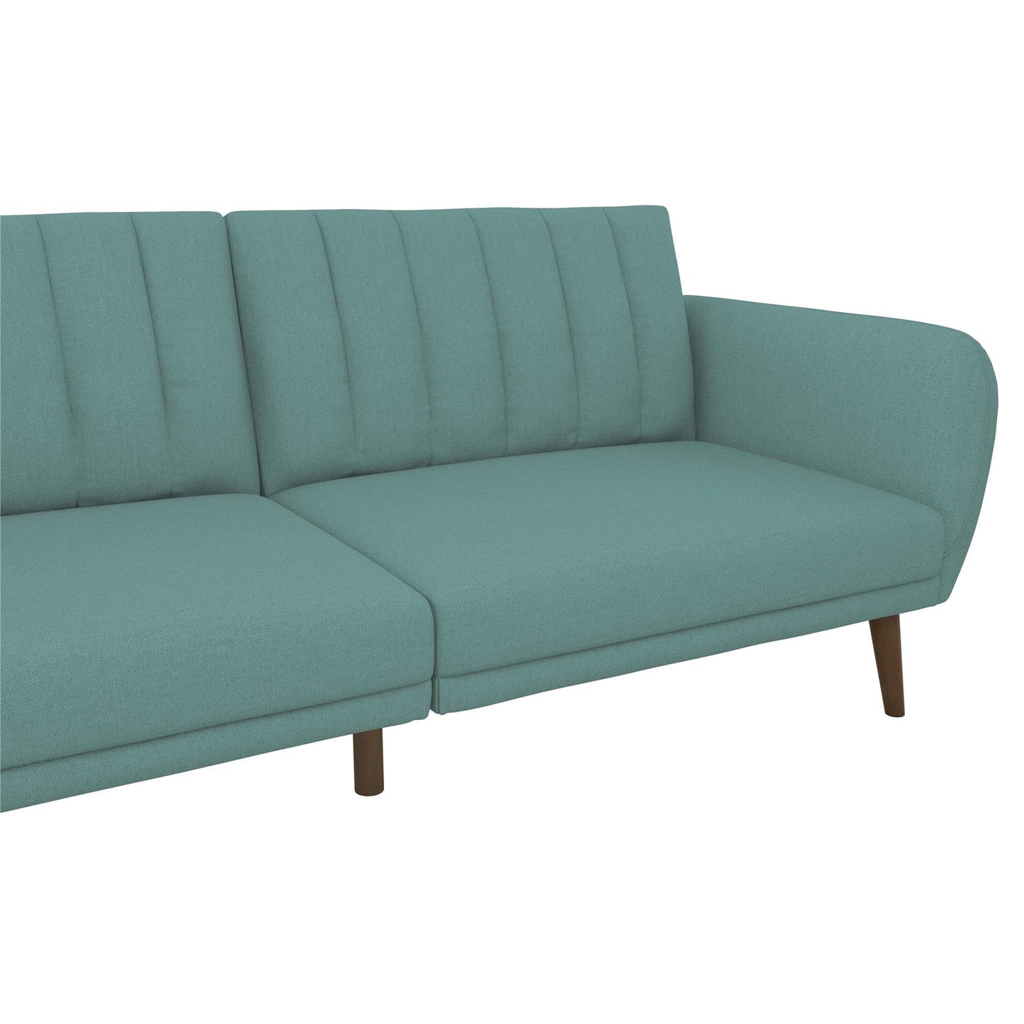 Novogratz Brittany 82 Inch Futon Sofa Bed, Upholstered Couch Sleeper with Tufted Back, Mid-Century Modern, Teal