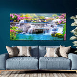 DIY 5D Diamond Painting Kits for Adults Waterfall Scenery Embroidery Full Round Drill Large Size(31.5x11.8 inch) Diamond Crystal Gem Arts Painting Craft for Home Wall Decor XWJJ