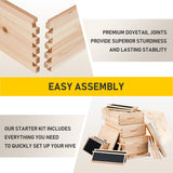 CREWORKS Bee Hive Boxes Starter Kit, Langstroth Beehive for Bee Keeping, 4 Layer Bee House with 20 Medium and 20 Deep Frames & Foundations, Beekeeping Supplies with Plastic Queen Excluder and Nails CREWORKS