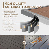 EROMMY 9-Piece Outdoor Dining Set, 8 Swivel Wicker Chairs with Thick Cushions & Wood-Like Dining Table with Umbrella Hole, Patio Furniture Set for Porch, Garden, Backyard, Poolside, Deck, Grey EROMMY