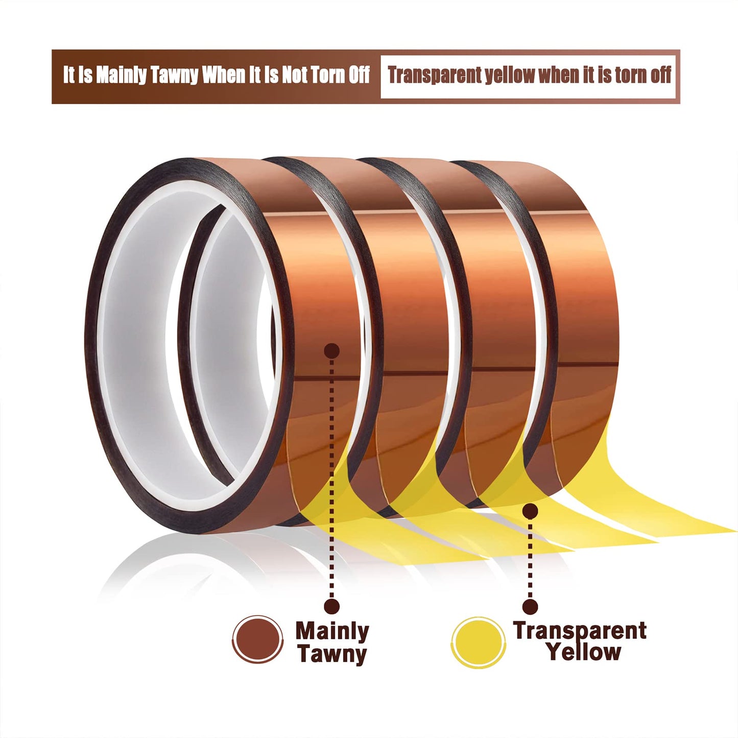 MEBMIK 4 Rolls 20mm x33m (108ft) High Temperature Heat Resistant Tape Heat Transfer Tape for Heat Sublimation Press No Residue and Heat Transfer Vinyl