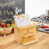 Youeon Bamboo Recipe Box with Cards and Dividers and Pull out Phone Holder, 7 x 4.2 x 5.8 in Kitchen Recipe Card Organizer with 100 Recipe Cards 4"x6", Rustic Recipe Holder, Kitchen Gift Youeon
