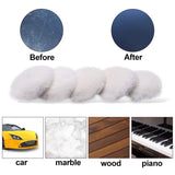 Wool Cutting Pad, Wool Buffing Polishing Pad Set, SPTA 7Pcs 3Inch (80mm) Wool Buffing Wheel for Drill Lambs Wool Hook and Loop for Compound Cutting & Polishing for Car Polisher SPTA