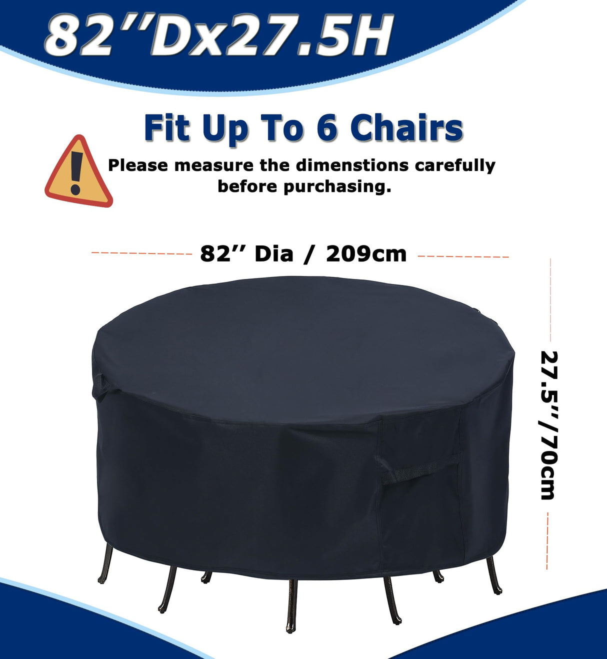 Round Patio Furniture Covers - 82" Dia Waterproof Table & Fire Pit Cover - Anti-Fading for Outdoor Dining Sets TIFILE