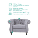 QHITTY 3 Piece Living Room Set, Sectional Chesterfield Sofa Chair Contemporary Upholstered Velvet Loveseat Couch Sets for Living Room, Bedroom, Office QHITTY