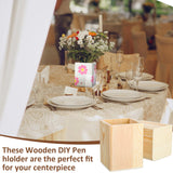 DoubleFill 6 Pack Wood Pen Holder Unfinished Wooden Pencil Holder for Homemade DIY Crafts Mini Wood Pencil Box Small Wooden Crates for Crafts Projects, 3 x 3 x 4 Inches DoubleFill