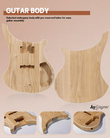 Leo Jaymz DIY Electric Bass Guitar Kits - Roasted Ash Wood Body, Maple Neck and Laurel Wood Fingerboard - Fully Components Included Leo Jaymz