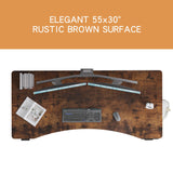 Radlove Electric Height Adjustable Standing Desk, 55'' x 30'' Stand Up Desk Workstation, Splice Board Home Office Computer Standing Table Height Adjustable Computer Desk Rustic Brown Top+Black Frame Radlove