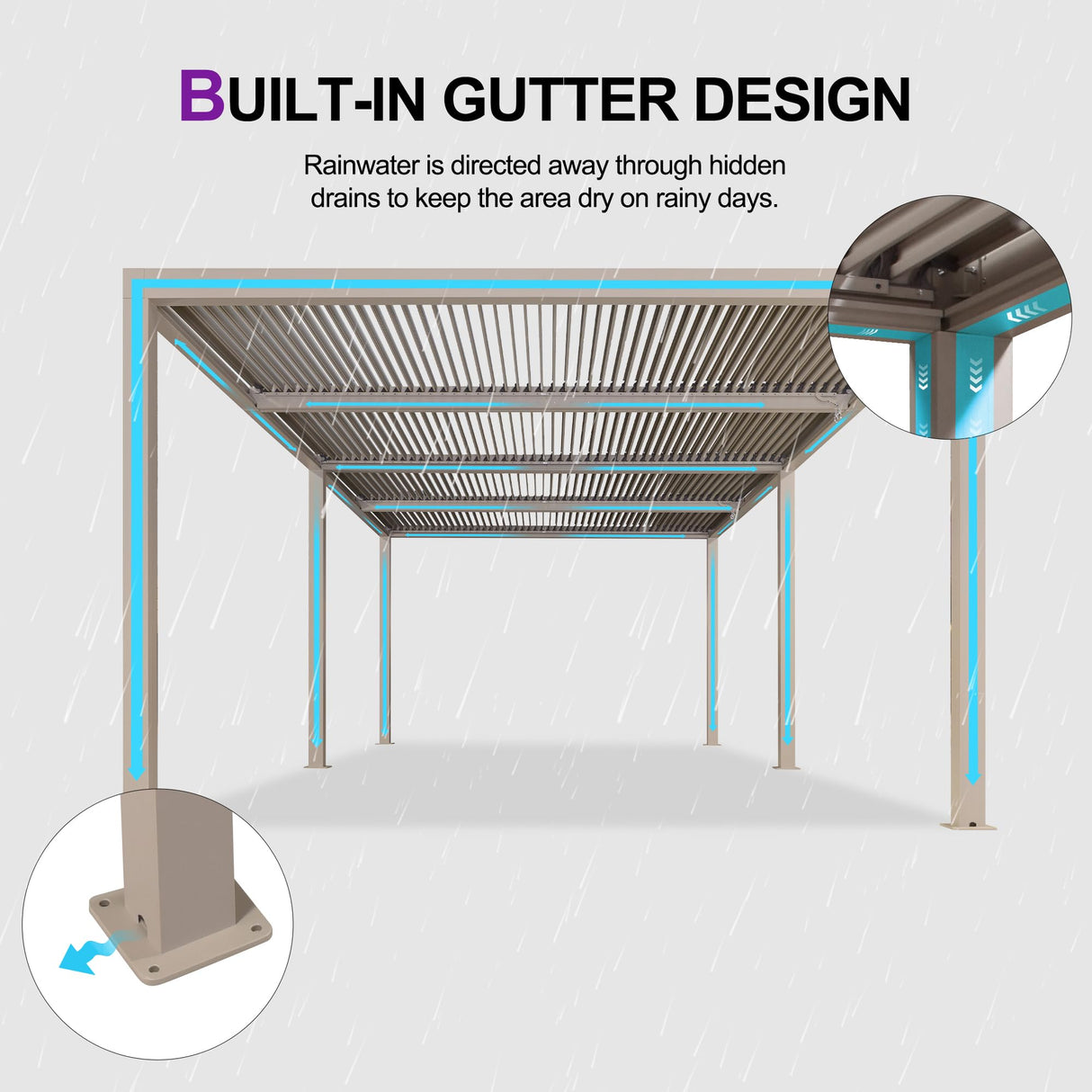 PURPLE LEAF Louvered Pergola 12' × 24' Outdoor Hardtop Gazebo Adjustable Aluminum Sun Shade for Deck Garden Backyard Patio Retractable Roof Canopy PURPLE LEAF