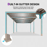 PURPLE LEAF Louvered Pergola 12' × 24' Outdoor Hardtop Gazebo Adjustable Aluminum Sun Shade for Deck Garden Backyard Patio Retractable Roof Canopy PURPLE LEAF