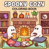 Spooky Cozy: Cute & Simple Coloring Book for Adults and Teens Featuring Adorable Characters, Creepy Creatures and Cozy Hygge Scenes for Relaxation WoodArtSupply