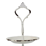 Stonebriar Small 2 Tier Worn White Metal Tray, Rustic Farmhouse Decor, Tiered Jewelry Tray for Vanity or Bathroom, 9.25" Stonebriar