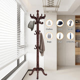 Wooden Coat Rack Stand Sturdy Triangle Base, Natural Birch Wood Coat Racks Freestanding, Vintage Solid Coat Tree Stand with 14 Hooks, Classic Sturdy Coat Racks Hall Tree for Entryway, Office Snaikor