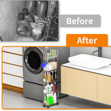 Yieach 4 Tier Rolling Cart with Wheels,Clear Narrow Bathroom Rack Organizer,Slim Storage Cart,Three Tier Thin Shelf and Narrow Rolling Utility Cart for Small Space Shelf,Dorm Room,Kitchen,Laundry Yieach