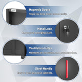 Rumetol Metal Storage Cabinet with Wheels,71" Garage Cabinets with 4 Adjustable Shelves and Lockable Doors,Black Locking Cabinet Suitable for Garages,Home,Office Rumetol