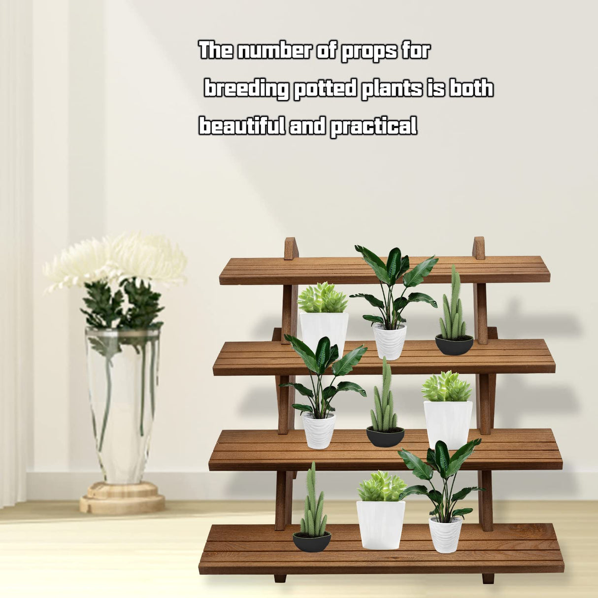 TOUNALKER 2 Packs Wood Display Stand, 4-Step Tiered Upgraded Wooden Retail Rustic Risers Display Shelf Organizer, Tabletop Vendor Display Shelves Rack for Collectibles Pop Figures Perfumes Desserts TOUNALKER