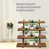 TOUNALKER 2 Packs Wood Display Stand, 4-Step Tiered Upgraded Wooden Retail Rustic Risers Display Shelf Organizer, Tabletop Vendor Display Shelves Rack for Collectibles Pop Figures Perfumes Desserts TOUNALKER